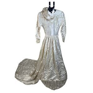 Vintage 1950s Liquid Satin Wedding Gown & Hoop Skirt Set Cutter Project